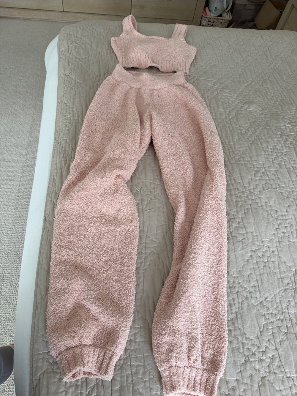 Anthropologie Daily Practice Cozy Pale Pink Joggers bottoms tank SET - Picture 3 of 11